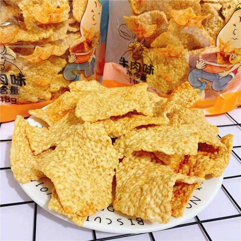 博舒客苦荞片牛肉味荞麦锅巴脆片苦荞薄片大包装网红休闲零食薯片