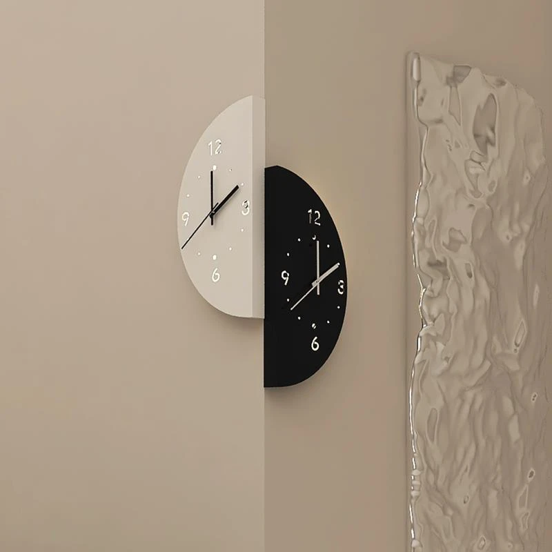 ins轻奢风双面转角挂钟两面双色拐角钟表智能灯光个性创意设计钟