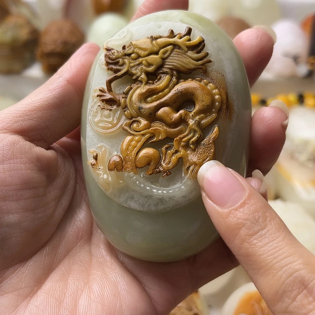 石材方解石手把摆件不退换龙