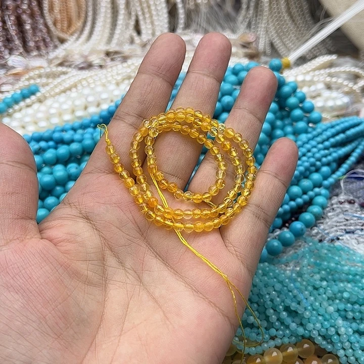 玛瑙/玉髓未镶嵌珠宝半成品一条4mm左右黄水晶