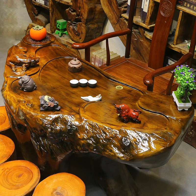 楠木根雕茶台整体树根茶桌椅组合茶几家具树头家用Y10788