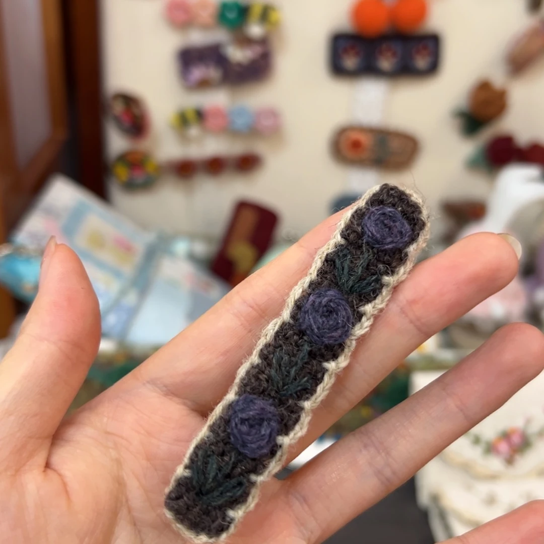 布艺刺绣玫瑰复古发夹