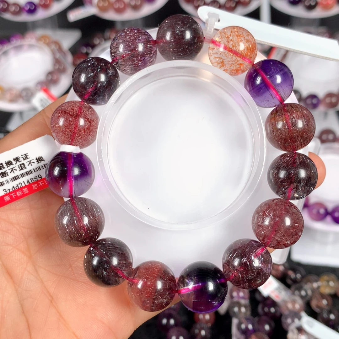 水晶手链未镶嵌人**兰稀有色黑加仑14.8