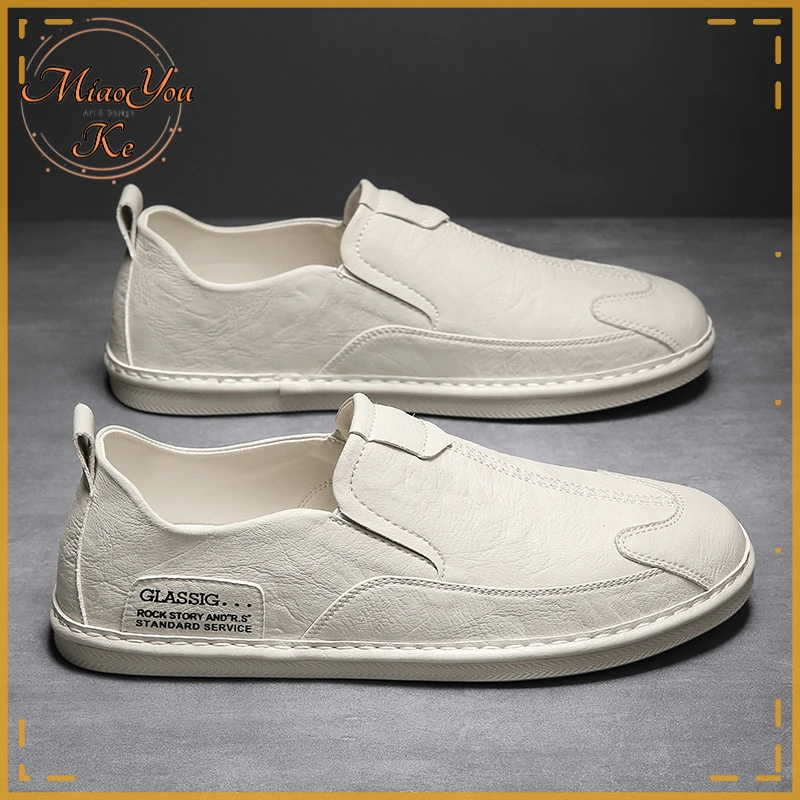 一脚蹬男鞋2025新款春季英伦风男士小皮鞋透气百搭软底懒人豆豆鞋