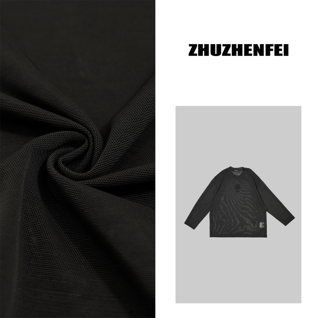 ZHUZHENFEI【法国网】黑色百搭透气烫钻外星人头长袖Z342084