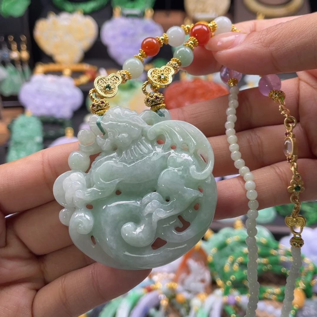 翡翠未镶嵌颈饰代编织