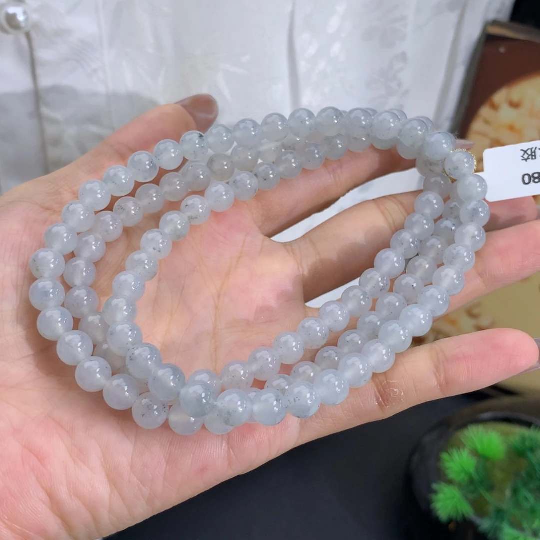 翡翠未镶嵌手串卡6.8冰胶乌鸡项链