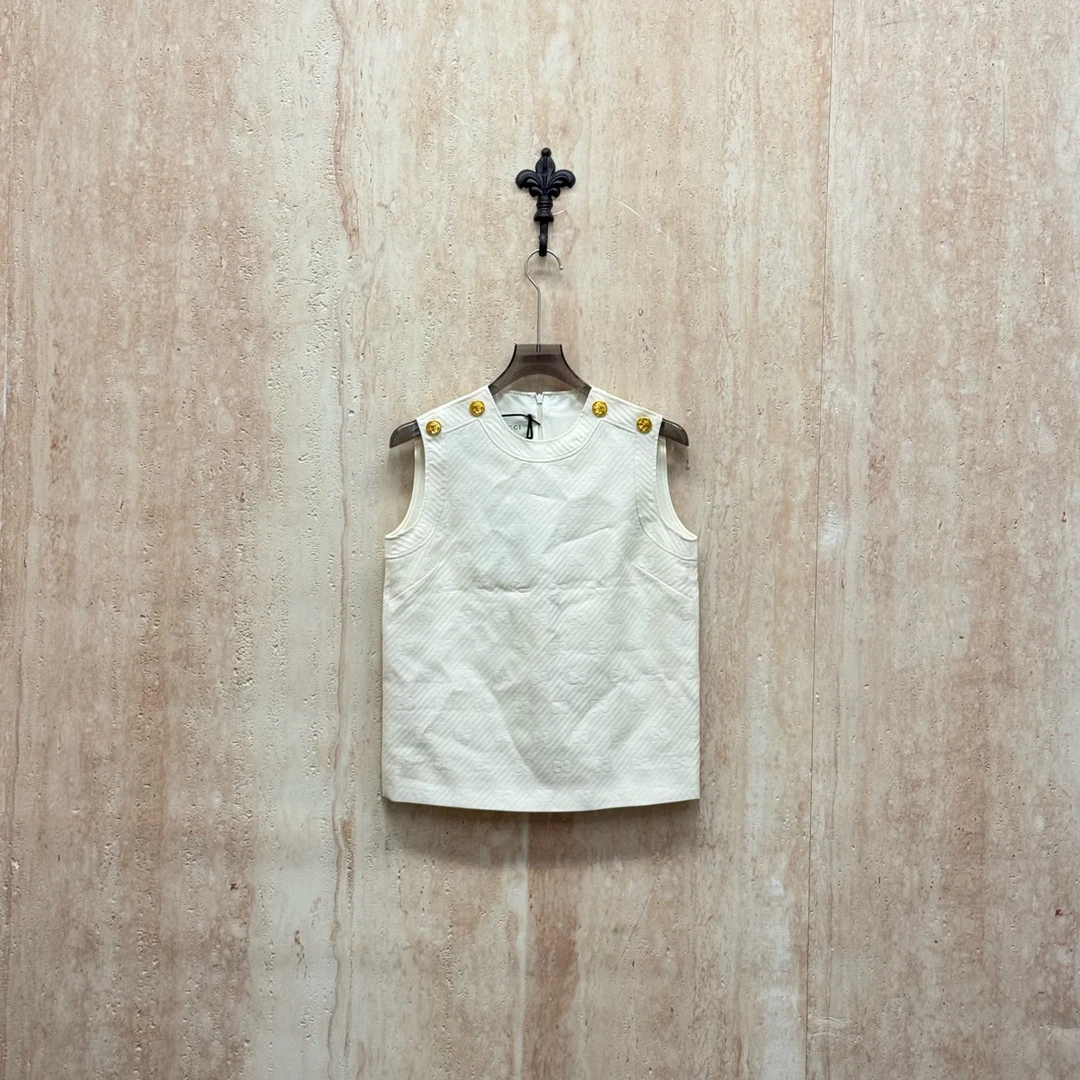 全新未使用 GUCCI/古驰 船锚金扣老花满印马甲/40码 大码/33176