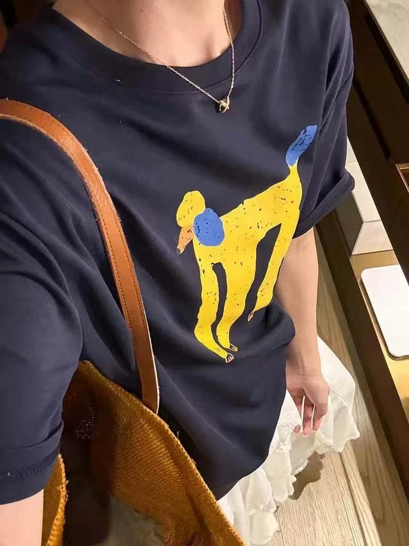 DALIANSU/大脸酥-4341   夏季卡通狗狗印花显瘦短袖T恤上衣