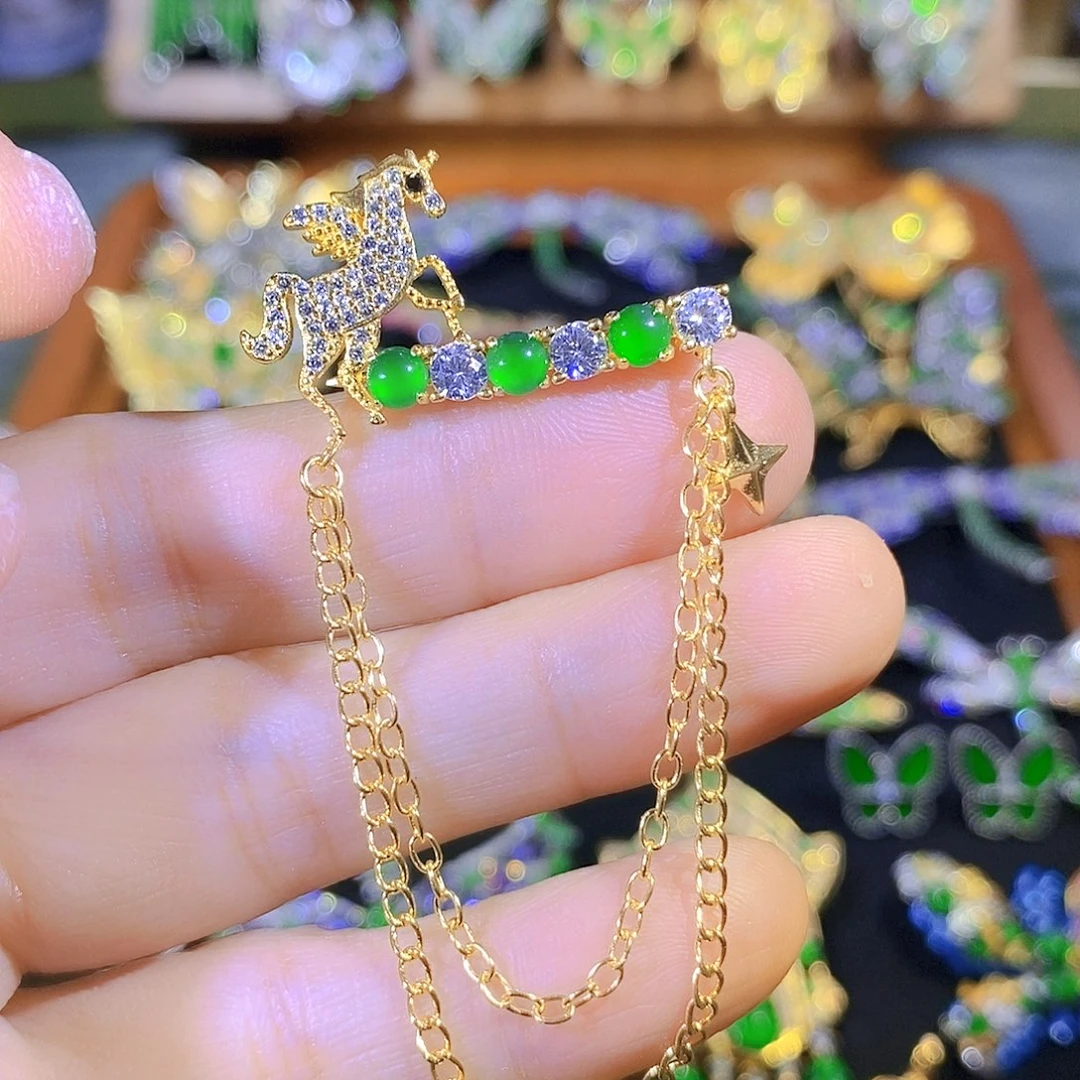 吊坠(不含链)银S925镶嵌翡翠