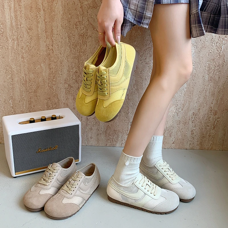 清仓1夏季网面冰丝莱卡透气拼接真皮牛明星同款百搭鞋子