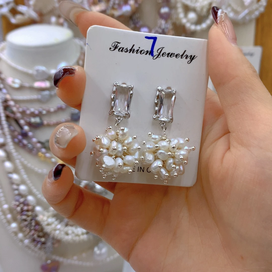 淡水珍珠耳饰银S925镶嵌