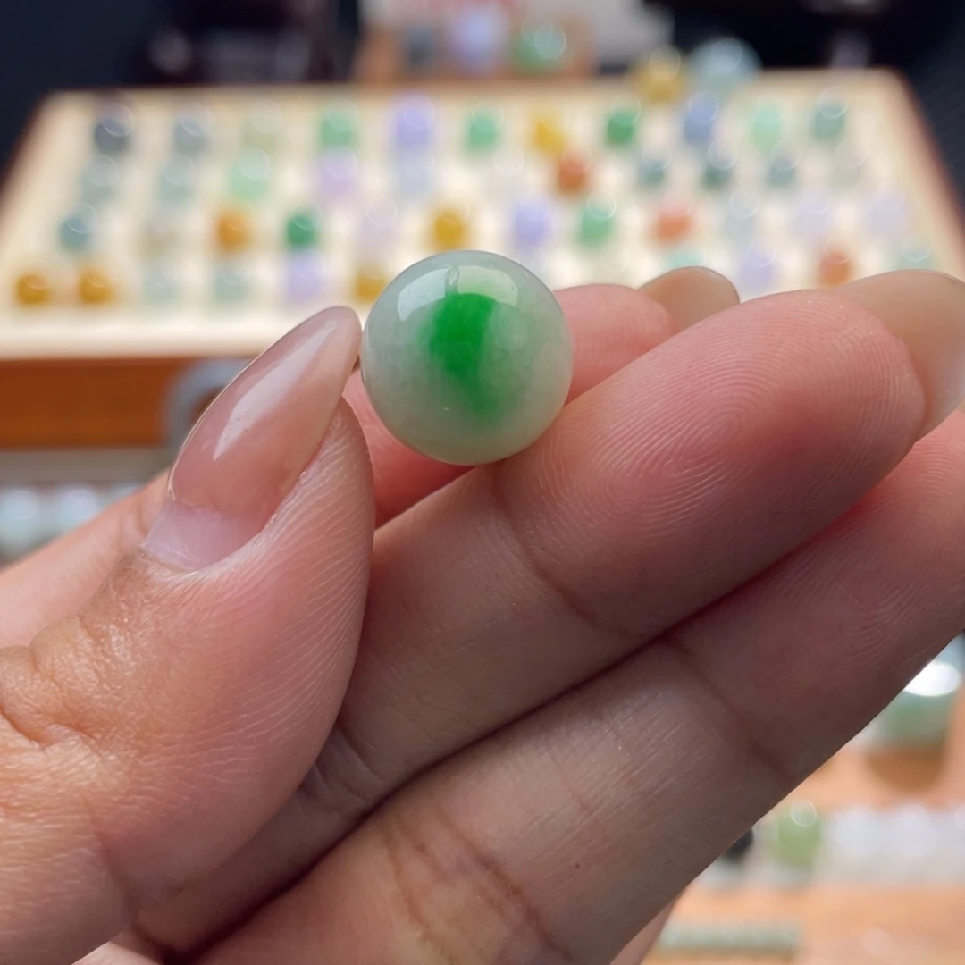 散珠翡翠绿翠圆珠12.8