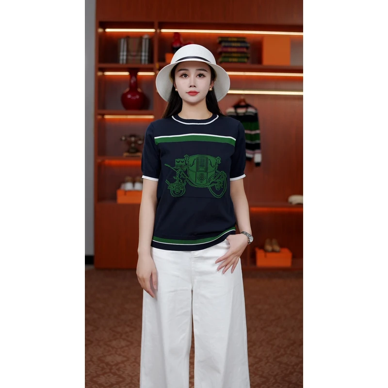 2025新款夏季显气质女士针织衫吸汗透气显瘦