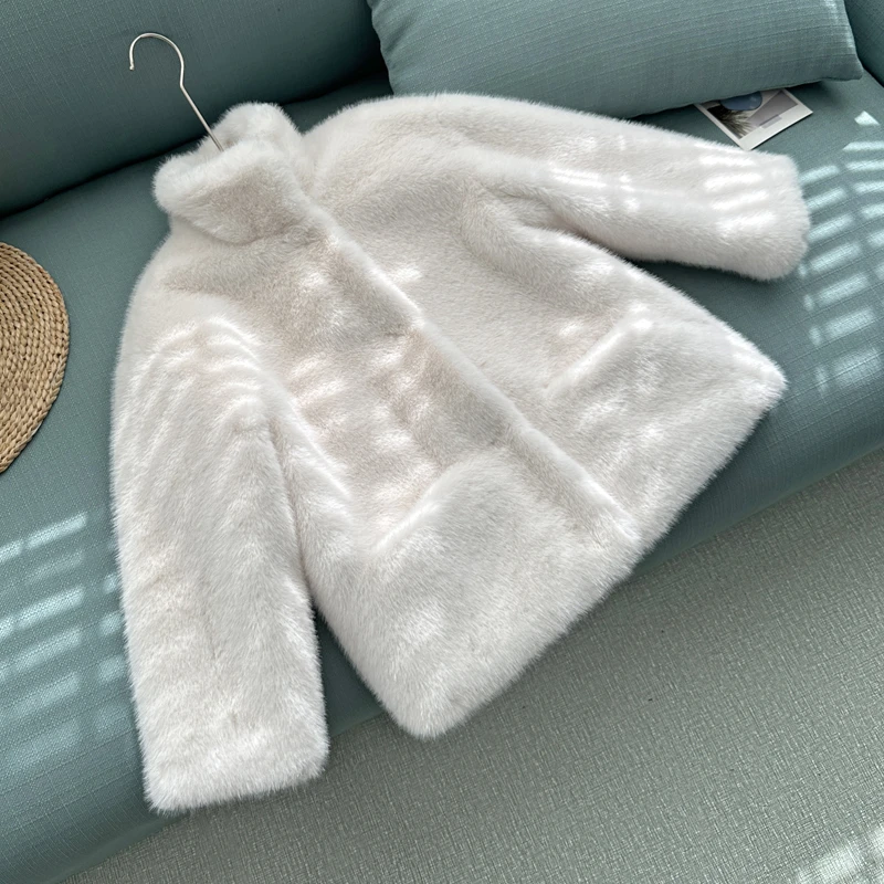 皮草外套女童仿水貂毛加绒加厚保暖童装棉衣韩版百搭儿童毛毛上衣