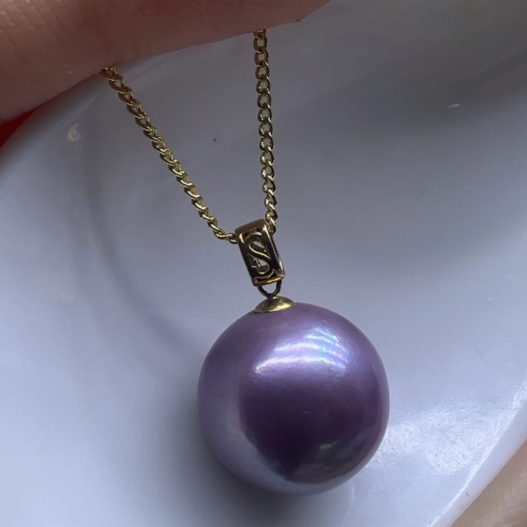 淡水珍珠吊坠(赠链)18K金镶嵌