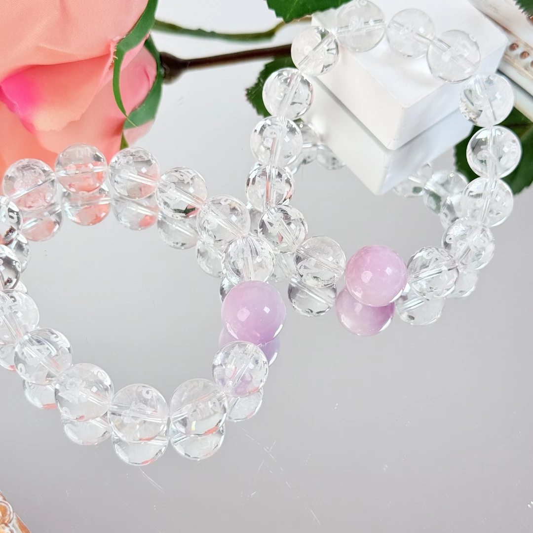 【纯白梦境】白水晶紫锂辉手串14mm手串面小仙多样性发其一Z