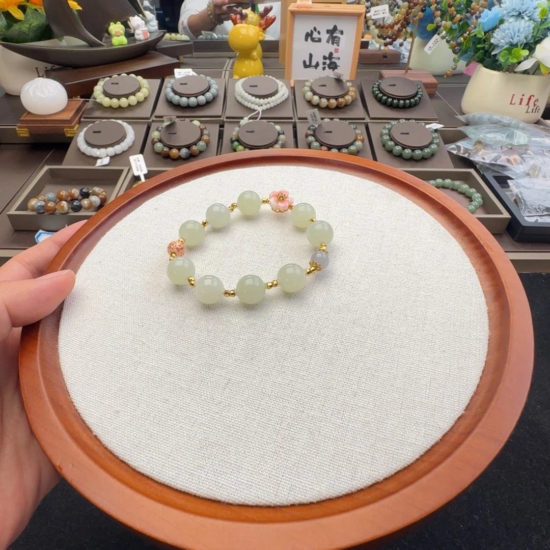 和田玉未镶嵌手链卡12晴水DIY，81