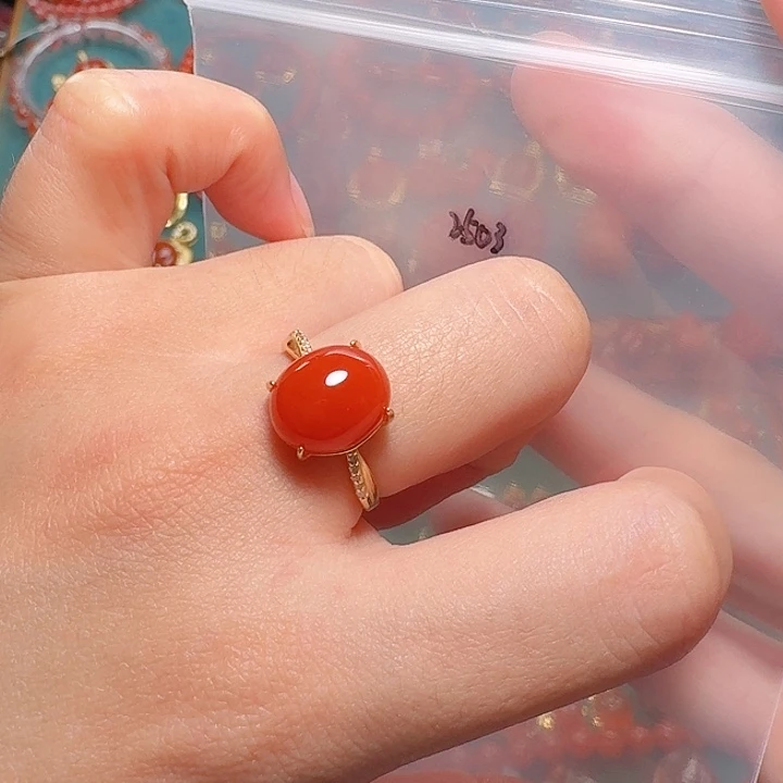 南红玛瑙银S925镶嵌戒指