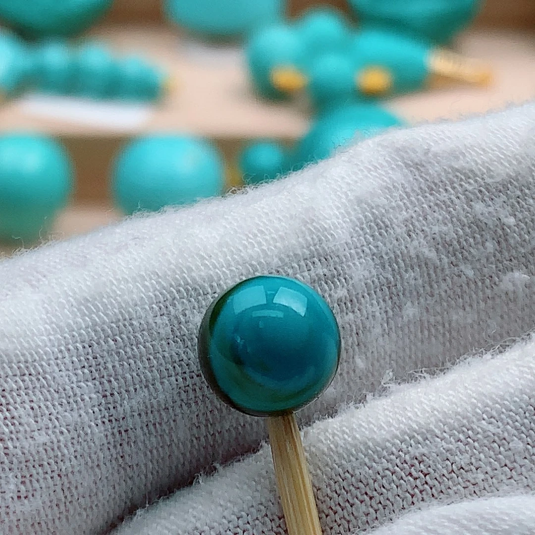 绿松石未镶嵌特色孤品水波纹圆珠