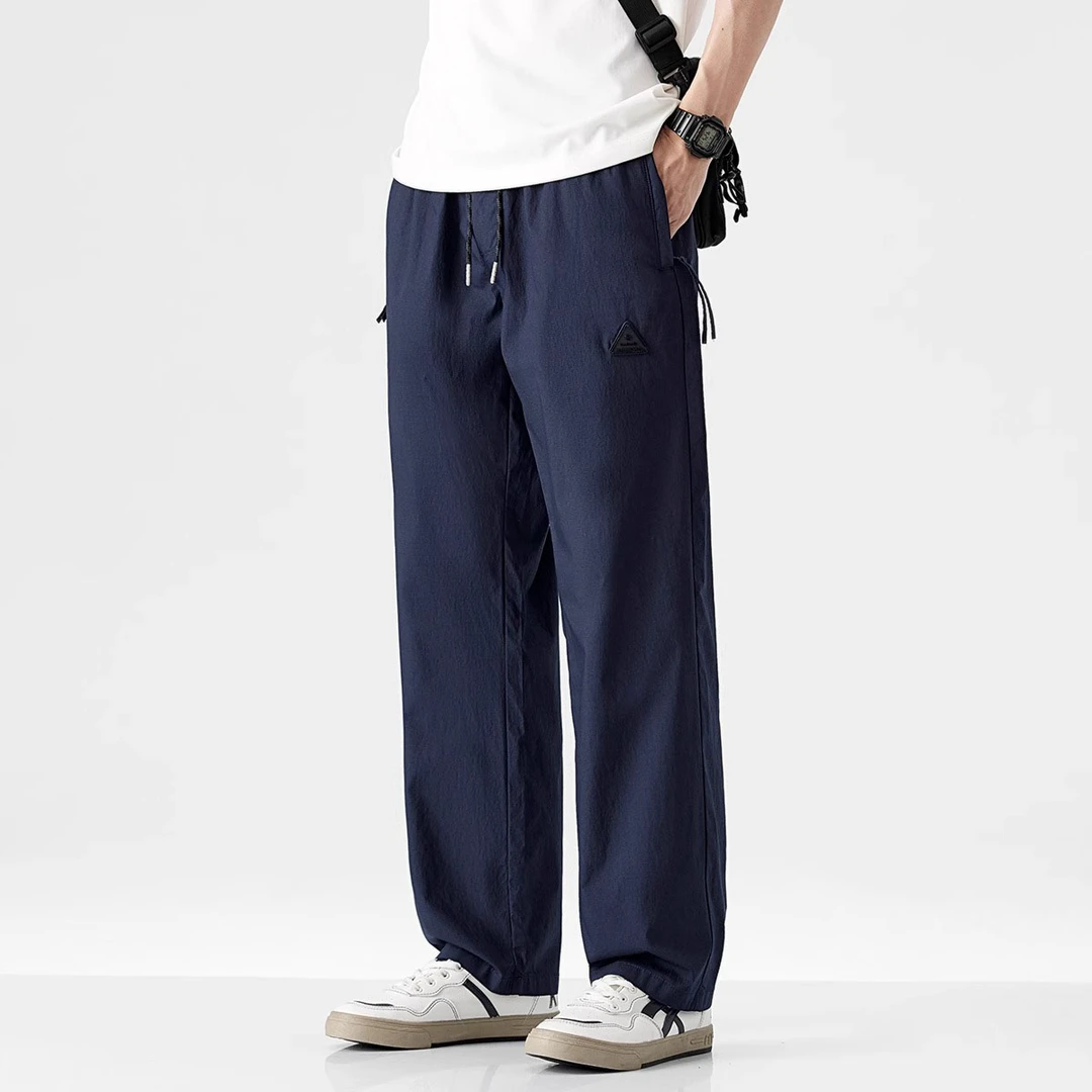 Cebrodz户外薄款休闲裤男春夏季潮牌徽章抽绳宽松直筒长裤子