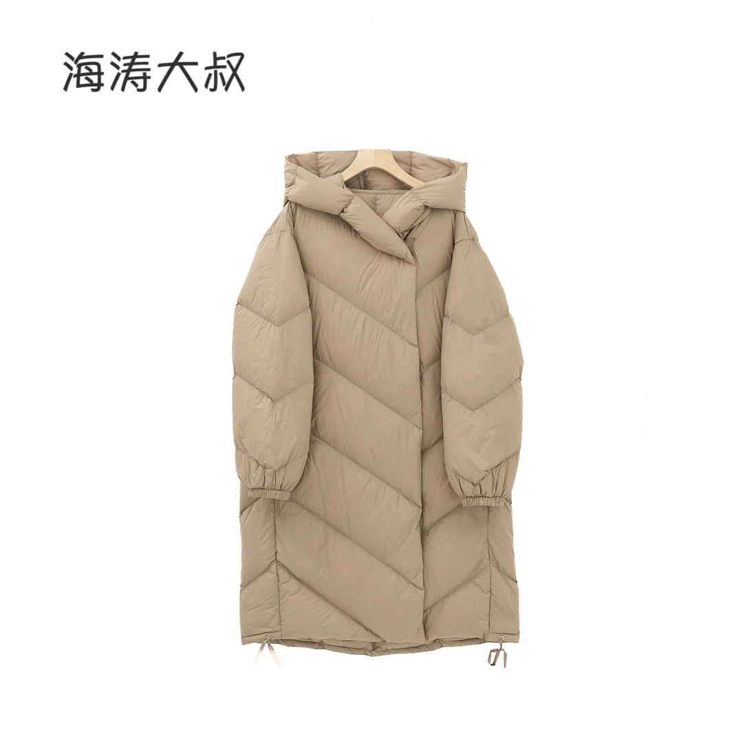 【618大促】布衣长款行走的鹅绒被中长款连帽羽绒服 GJ588