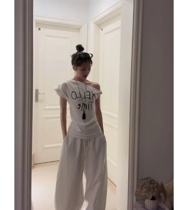 2025夏季新款时尚打底短袖上衣气质显瘦露肩性感辣妹外穿上衣百搭