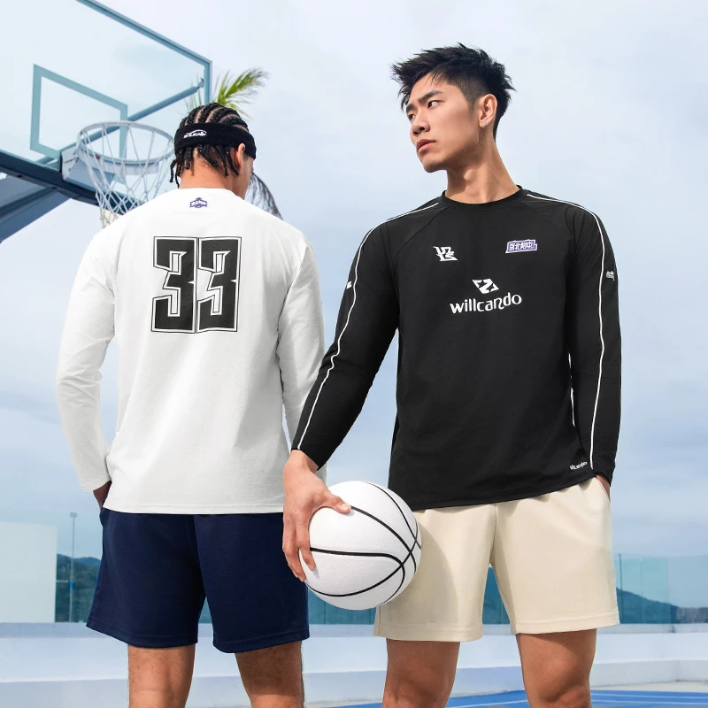 有志者UZIS左手上篮长袖运动T恤男美式休闲宽松圆领篮球上衣