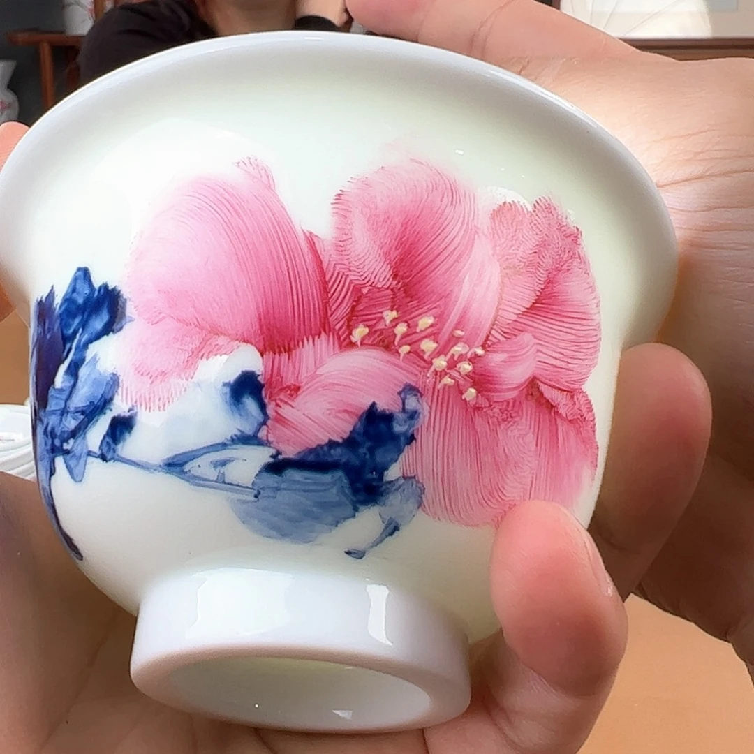 陶柴窑手指画压手杯周鹏老师