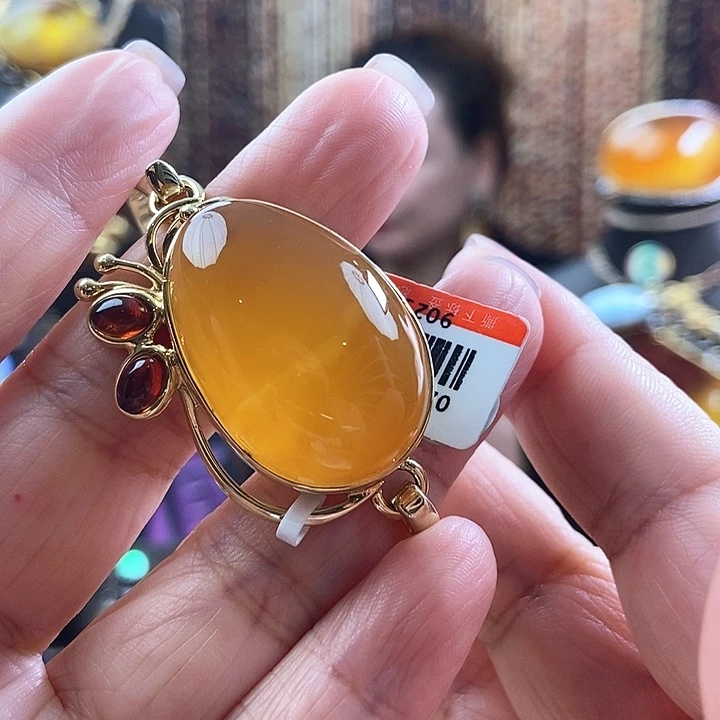 琥珀银S925镶嵌手镯手镯
