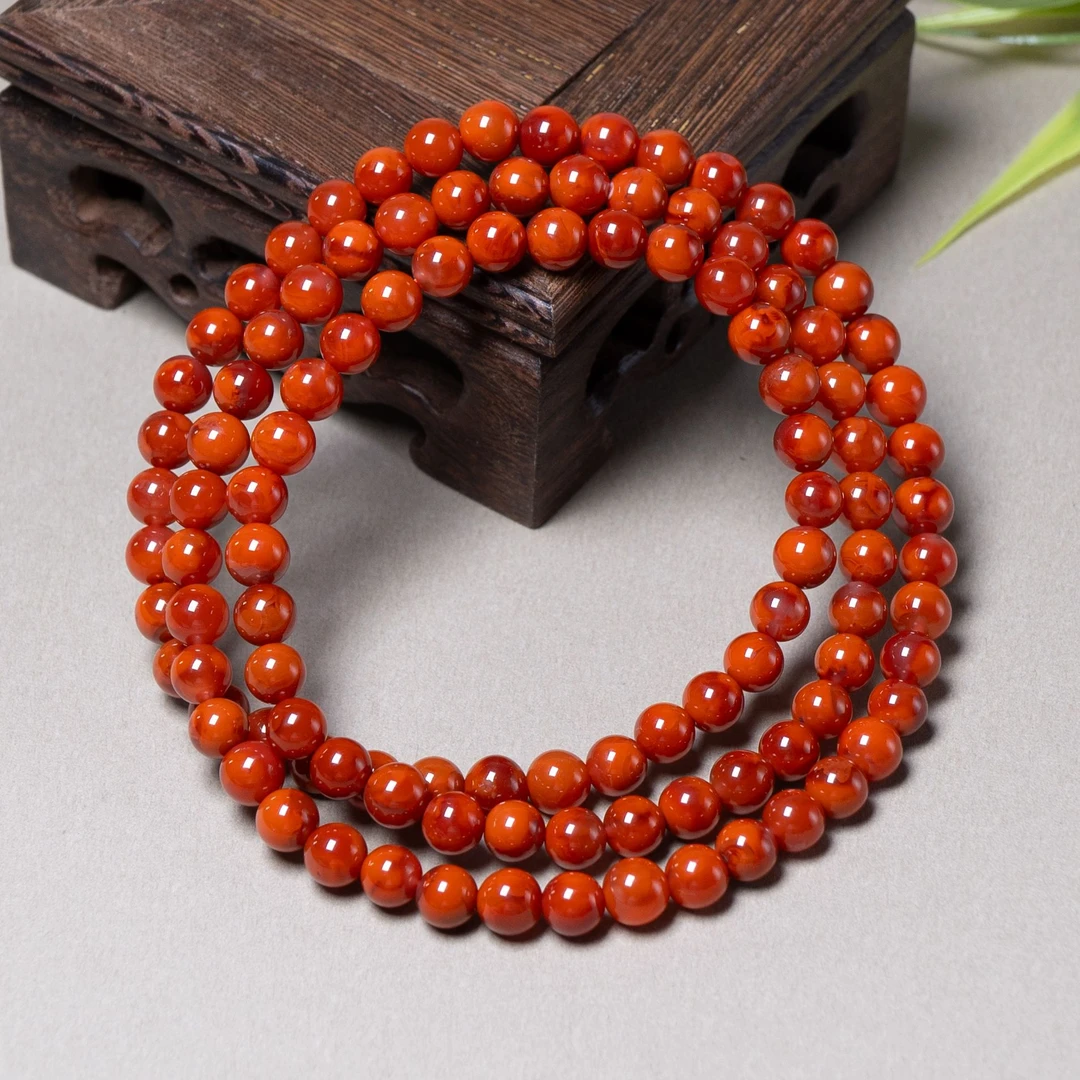 瓦西南红火焰108佛珠6.5mm无胶裂【承禧原矿】FH10-9155多样发其一