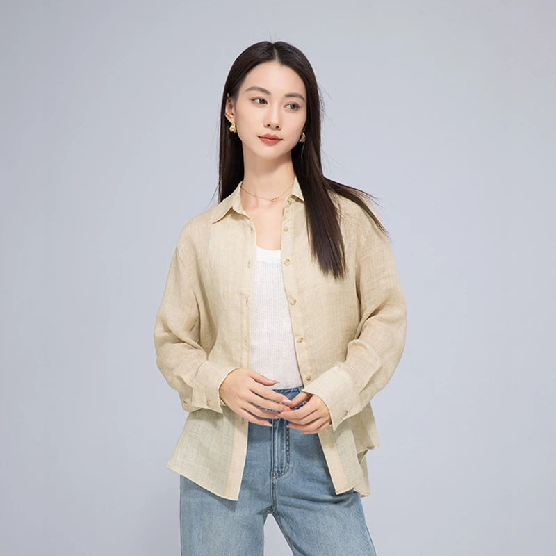 高品质防缩水苎麻衬衫轻薄垂感宽松显瘦空气感休闲透气防晒上衣