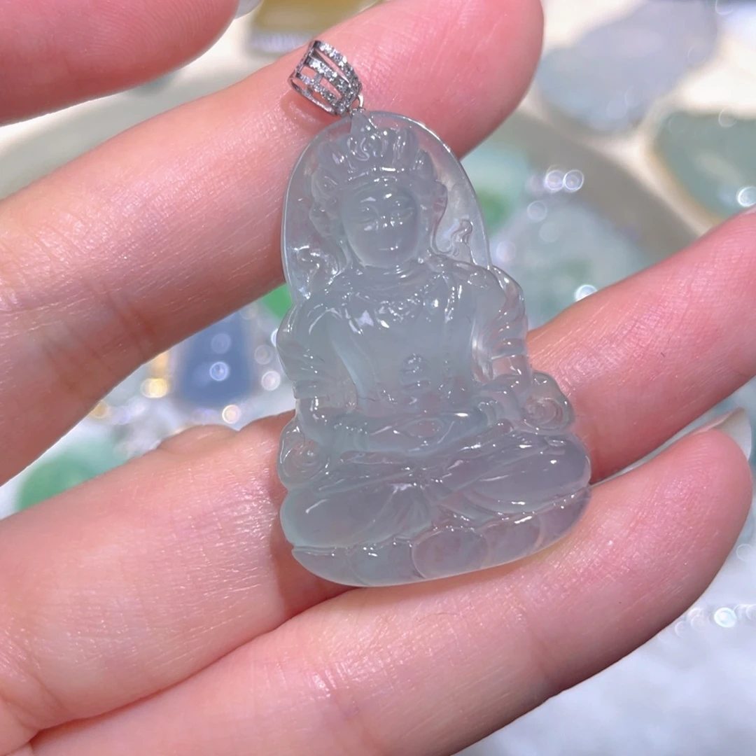 翡翠18K金镶嵌套链翡翠