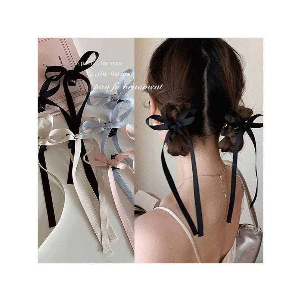 芭蕾风蝴蝶结发夹多巴胺少女侧边夹法式丝带绑发飘带发卡发饰头饰