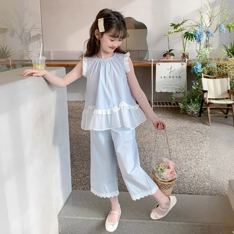 女童套装夏薄款2025新款洋气童装小女孩网红炸街夏装儿童两件套夏