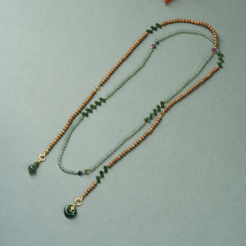 【柳池雨】老山檀0.4和田玉多功能长链（多样性发其一）