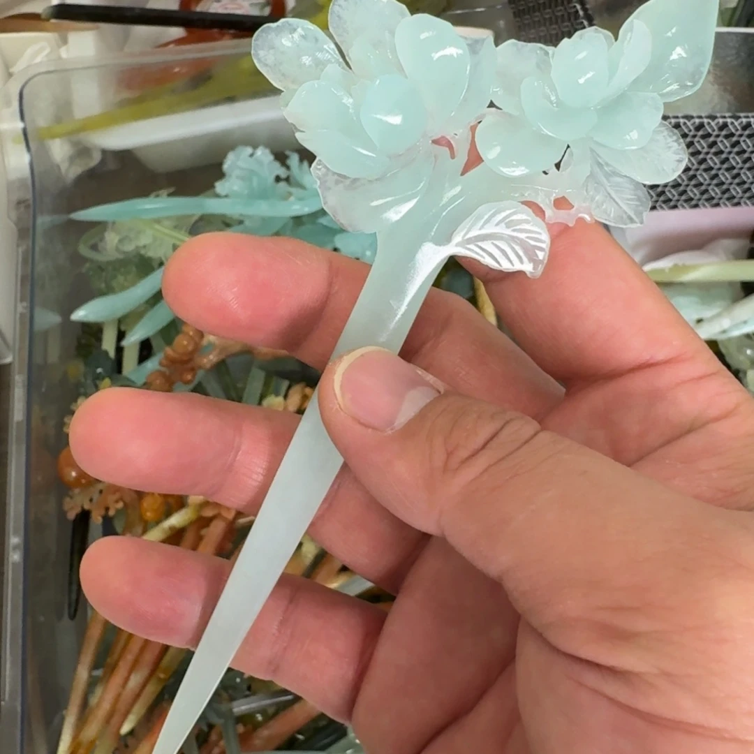 岫玉未镶嵌发饰明君玉簪就是好看