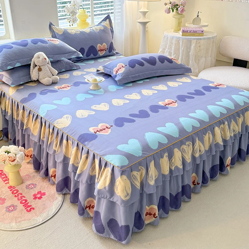 床裙单件床罩款三件套四季席梦思防滑防尘保护套纯棉全棉床单床笠