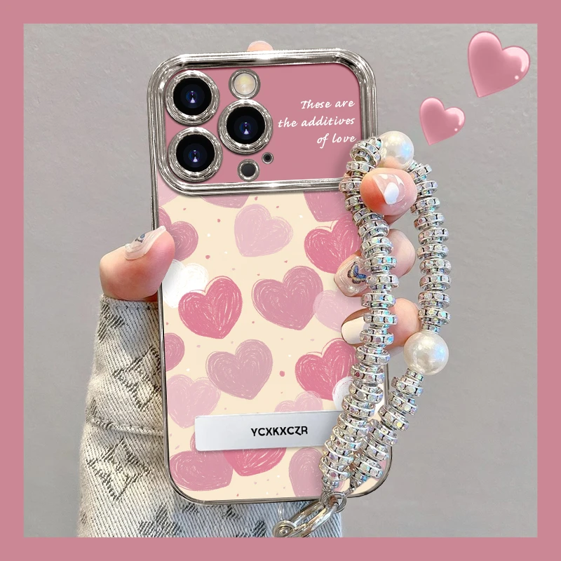 适用于苹果16粉紫爱心手机壳OPPO华为VIVO简约流行网红高级感女款