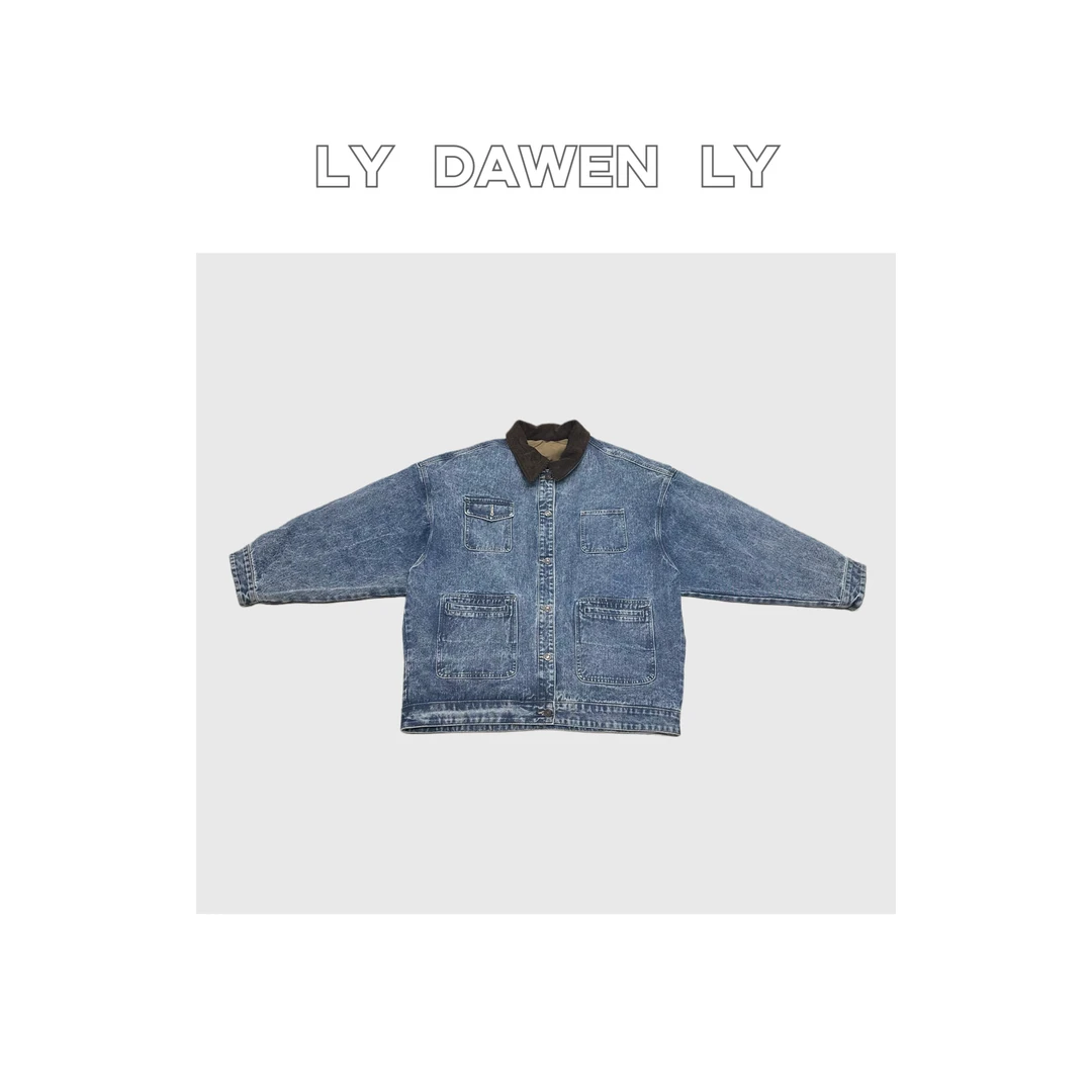 DAWEN  | INS复古工装风撞色翻领廓形牛仔羽绒服外套 N427#