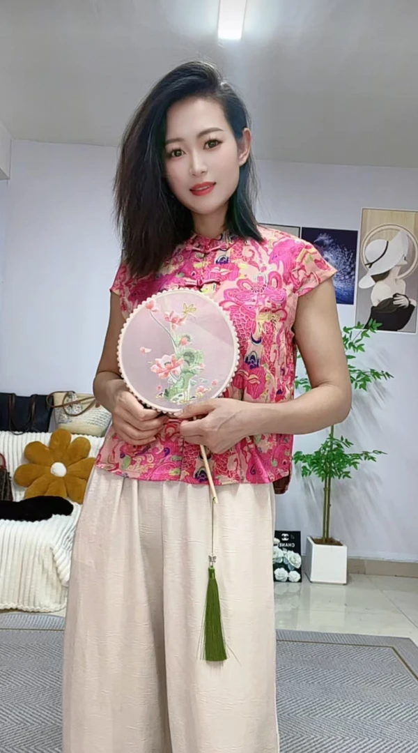 夏季无袖复古民族风提花马夹中国风中式立领印染短款薄款女印花