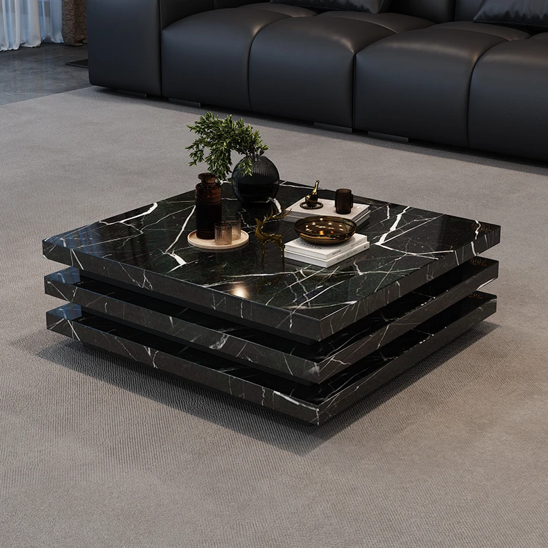2025意式极简轻奢现代简约大理石岩板方形茶几户型家用高级感别墅