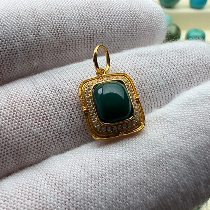 绿松石18K金镶嵌珠宝半成品
