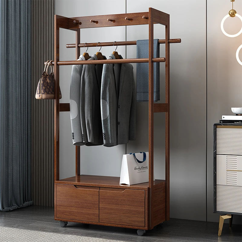 高端实木衣帽架旋转轻奢新中式客厅家用简约简易北欧储物