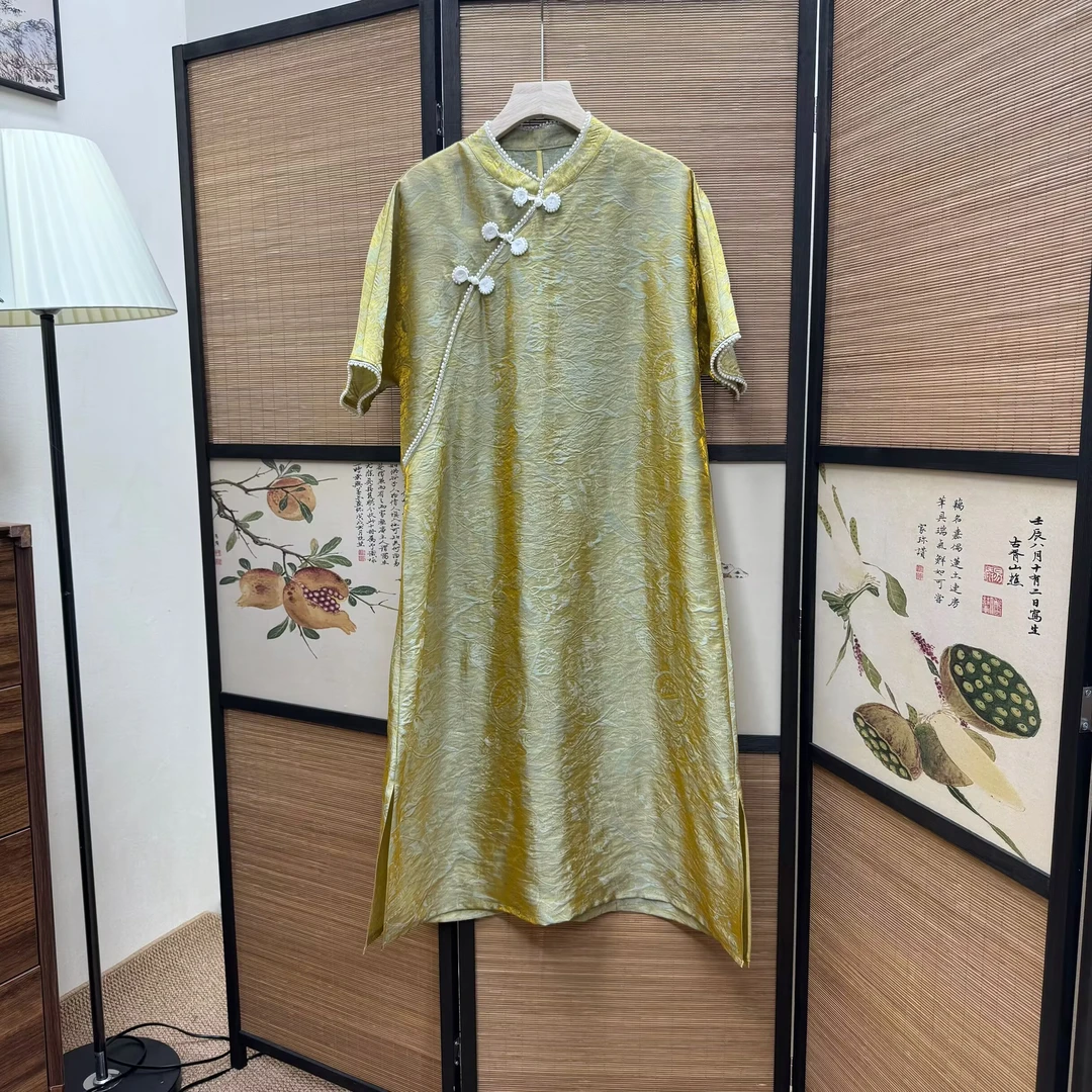 [金黄]连衣裙气质新中式夏季黄色