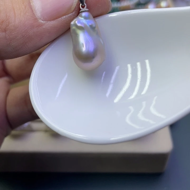 淡水珍珠吊坠(不含链)银S925镶嵌