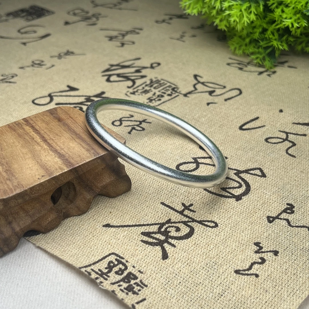 足银手镯 A125足银手镯古法实心手环手镯手工时尚简约气质闭口
