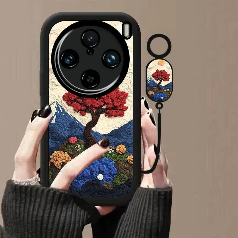 山川玫瑰适用vivoX100SPro手机壳V2324HA个性硅胶新款防摔全包潮