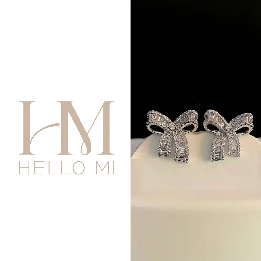 合金耳饰 蝴蝶结耳钉满钻精致高级感耳饰女爆款时尚个性