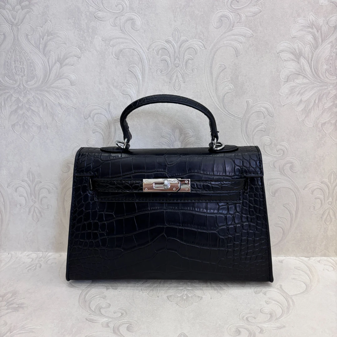 Laugh Queen手工打造真皮女士新款包 0327 鳄纹 22CM 黑色一代